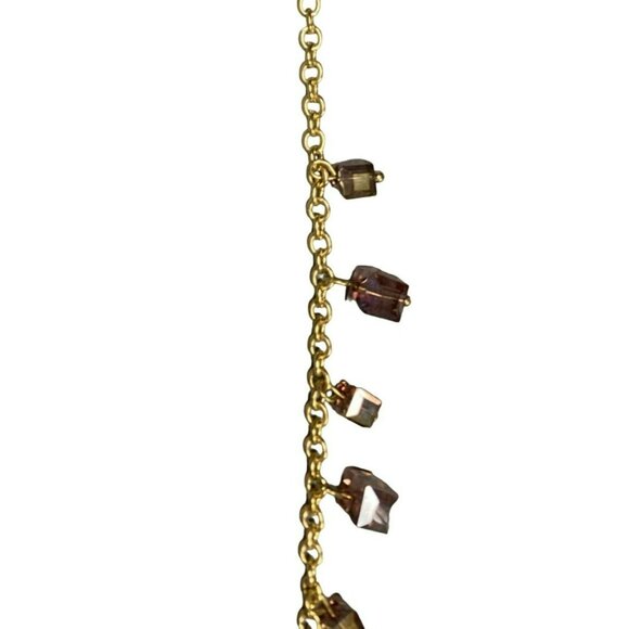 Long Gold-Tone Chain Necklace With Purple Crystal Beads & Adjustable - Picture 5 of 5